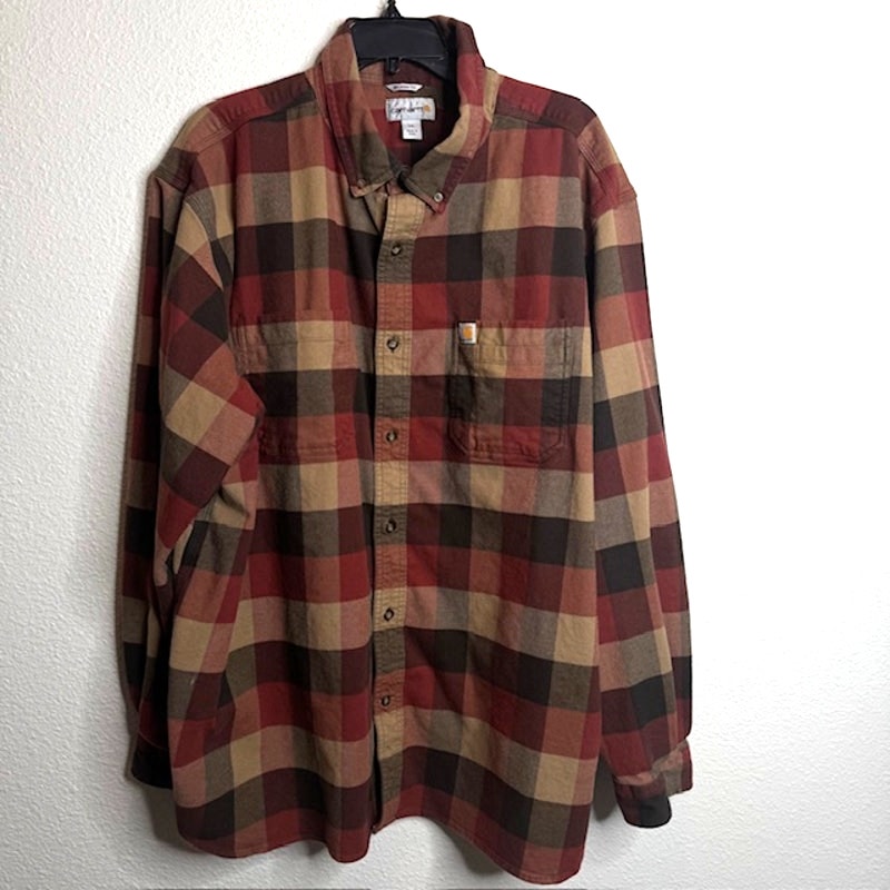Carhartt Sz 3xl Rugged Flex Relaxed Fit Flannel Long Sleeve Plaid Shirt
